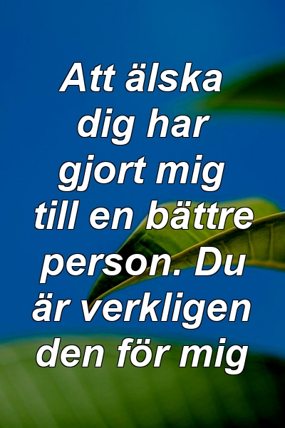 Att älska dig har gjort mig till en bättre person. Du är verkligen den för mig