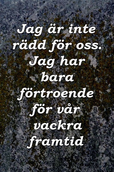 Jag är inte rädd för oss. Jag har bara förtroende för vår vackra framtid