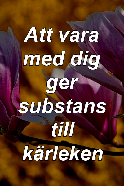 Att vara med dig ger substans till kärleken