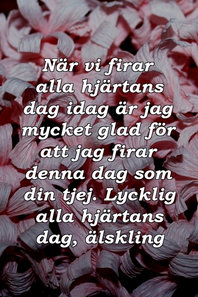 När vi firar alla hjärtans dag idag är jag mycket glad för att jag firar denna dag som din tjej. Lycklig alla hjärtans dag, älskling