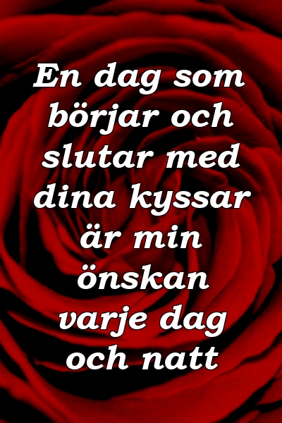 En dag som börjar och slutar med dina kyssar är min önskan varje dag och natt