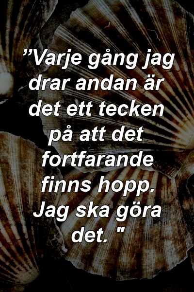 ”Varje gång jag drar andan är det ett tecken på att det fortfarande finns hopp. Jag ska göra det. "