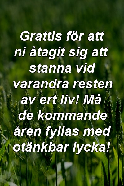 Grattis för att ni åtagit sig att stanna vid varandra resten av ert liv! Må de kommande åren fyllas med otänkbar lycka!