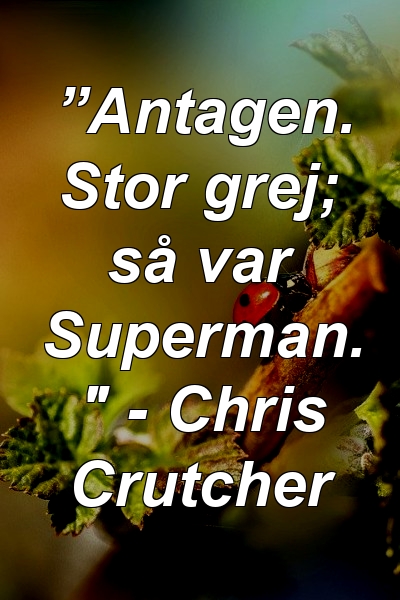 ”Antagen. Stor grej; så var Superman. " - Chris Crutcher