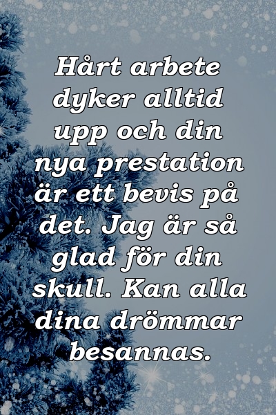 Hårt arbete dyker alltid upp och din nya prestation är ett bevis på det. Jag är så glad för din skull. Kan alla dina drömmar besannas.