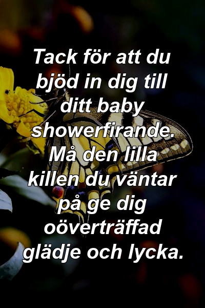 Tack för att du bjöd in dig till ditt baby showerfirande. Må den lilla killen du väntar på ge dig oöverträffad glädje och lycka.